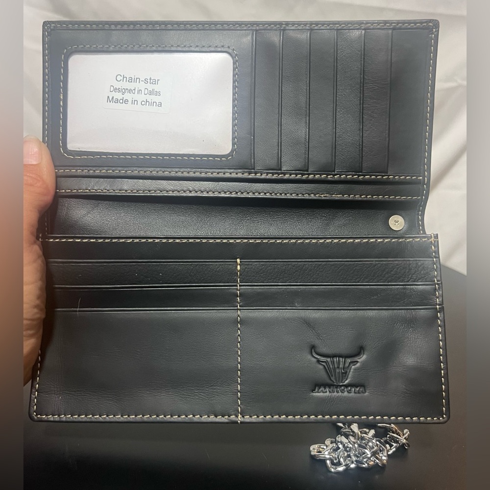 3/$35 Black Leather Wallet with Chain - Picture 7 of 16